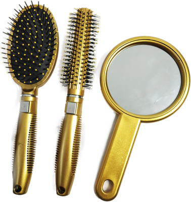 

ruby's collection High Quality Hair Brush Combo Kit With Hand Mirror(Set of 3)