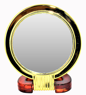 

Ear Lobe & Accessories Brown Round Double-Sided Magnifying Standing Golden Finish Mirror Plastic Frame Very Small