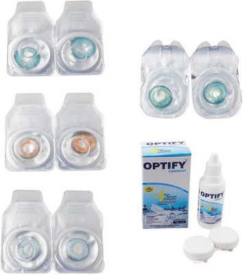 

Optify Combo Pack Monthly Color Contact Lens With Solution Monthly Contact Lens(0, Aqua-Honey-Sea Blue-Green Turquoise, Pack of 4)