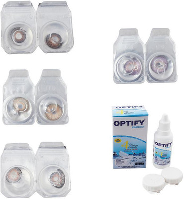 

Optify Combo Pack Monthly Color Contact Lens With Solution Monthly Contact Lens(0, Brown-Gold-Grey-Violet, Pack of 4)