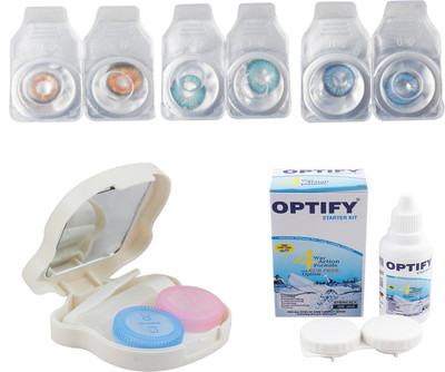 

Optify Zero Power Combo Pack Monthly Color Contact Lens With Solution and Travel Kit Monthly Contact Lens(0, Honey_Aqua_Deep Blue, Pack of 3)