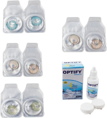 

Optify Combo Pack Monthly Color Contact Lens With Solution Monthly Contact Lens(0, Aqua-Gold-Green-Hazel, Pack of 4)