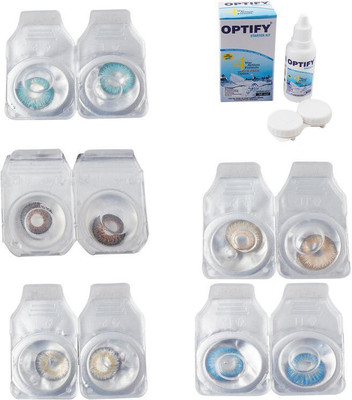 

Optify Combo Pack Monthly Color Contact Lens With Solution Monthly Contact Lens(0, Aqua-Brown-Natural Grey-Hazel-Blue Topaz, Pack of 5)