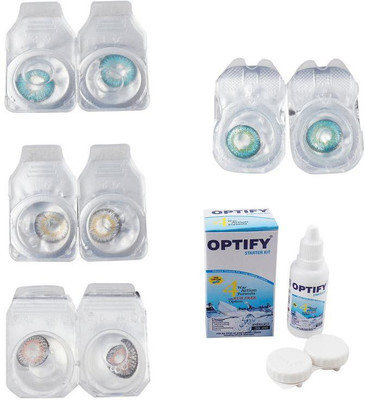 

Optify Combo Pack Monthly Color Contact Lens With Solution Monthly Contact Lens(0, Aqua-Natural Grey-Grey-Green Turquoise, Pack of 4)