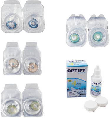 

Optify Combo Pack Monthly Color Contact Lens With Solution Monthly Contact Lens(0, Blue-Gold-Green-Green Turquoise, Pack of 4)