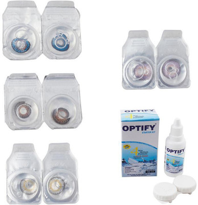 

Optify Combo Pack Monthly Color Contact Lens With Solution Monthly Contact Lens(0, Blue-Brown-Natural Grey-Violet, Pack of 4)