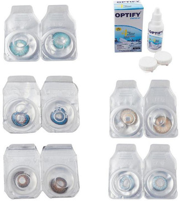 

Optify Combo Pack Monthly Color Contact Lens With Solution Monthly Contact Lens(0, Aqua-Blue-Brown-Gold-Sea Blue, Pack of 5)