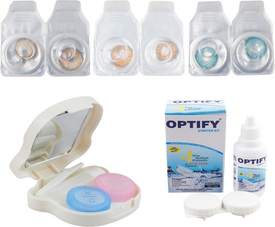 

Optify Zero Power Combo Pack Monthly Color Contact Lens With Solution and Travel Kit Monthly Contact Lens(0, Brown_Honey_Blue, Pack of 3)