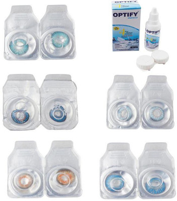 

Optify Combo Pack Monthly Color Contact Lens With Solution Monthly Contact Lens(0, Aqua-Blue-Honey-Sea Blue-Blue Topaz, Pack of 5)