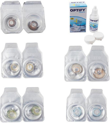 

Optify Combo Pack Monthly Color Contact Lens With Solution Monthly Contact Lens(0, Brown-Natural Grey-Green-Hazel-Sea Blue, Pack of 5)