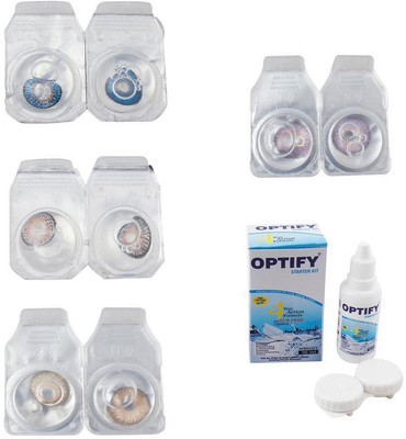 

Optify Combo Pack Monthly Color Contact Lens With Solution Monthly Contact Lens(0, Blue-Grey-Hazel-Violet, Pack of 4)