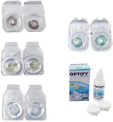 

Optify Combo Pack Monthly Color Contact Lens With Solution Monthly Contact Lens(0, Brown-Green-Sea Blue-Green Turquoise, Pack of 4)