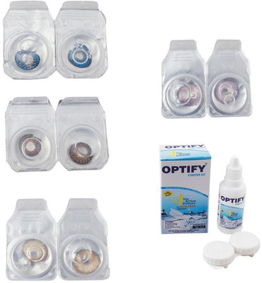 

Optify Combo Pack Monthly Color Contact Lens With Solution Monthly Contact Lens(0, Blue-Brown-Hazel-Violet, Pack of 4)