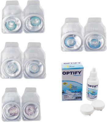 

Optify Combo Pack Monthly Color Contact Lens With Solution Monthly Contact Lens(0, Aqua-Sea Blue-Violet-Blue Topaz, Pack of 4)