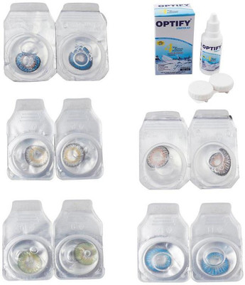 

Optify Combo Pack Monthly Color Contact Lens With Solution Monthly Contact Lens(0, Blue-Natural Grey-Green-Grey-Blue Topaz, Pack of 5)