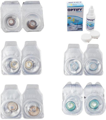 

Optify Combo Pack Monthly Color Contact Lens With Solution Monthly Contact Lens(0, Brown-Natural Grey-Hazel-Sea Blue-Green Turquoise, Pack of 5)