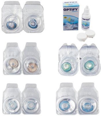 

Optify Combo Pack Monthly Color Contact Lens With Solution Monthly Contact Lens(0, Blue-Gold-Sea Blue-Green Turquoise-Blue Topaz, Pack of 5)