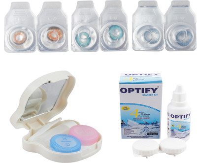 

Optify Zero Power Combo Pack Monthly Color Contact Lens With Solution and Travel Kit Monthly Contact Lens(0, Honey_Aqua_Blue, Pack of 3)
