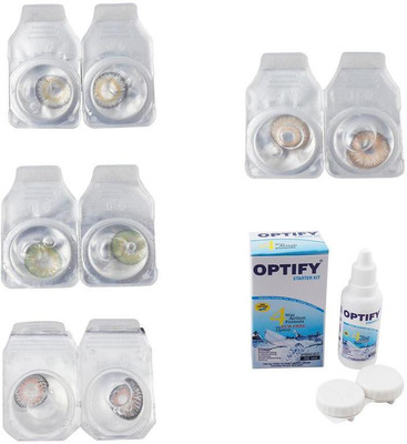

Optify Combo Pack Monthly Color Contact Lens With Solution Monthly Contact Lens(0, Natural Grey-Green-Grey-Hazel, Pack of 4)