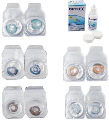 

Optify Combo Pack Monthly Color Contact Lens With Solution Monthly Contact Lens(0, Aqua-Blue-Brown-Honey-Sea Blue, Pack of 5)
