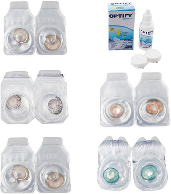 

Optify Combo Pack Monthly Color Contact Lens With Solution Monthly Contact Lens(0, Gold-Grey-Hazel-Honey-Green Turquoise, Pack of 5)