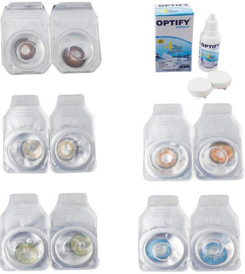 

Optify Combo Pack Monthly Color Contact Lens With Solution Monthly Contact Lens(0, Brown-Natural Grey-Green-Honey-Blue Topaz, Pack of 5)