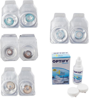 

Optify Combo Pack Monthly Color Contact Lens With Solution Monthly Contact Lens(0, Aqua-Brown-Gold-Sea Blue, Pack of 4)