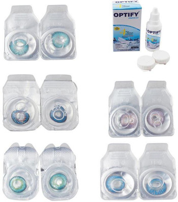 

Optify Combo Pack Monthly Color Contact Lens With Solution Monthly Contact Lens(0, Aqua-Blue-Green Turquoise-Violet-Blue Topaz, Pack of 5)