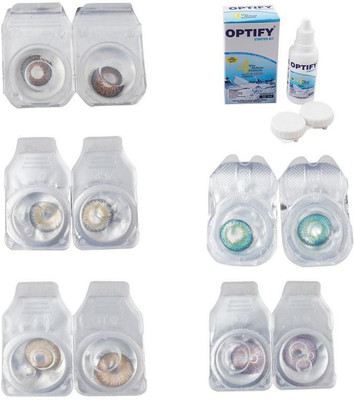 

Optify Combo Pack Monthly Color Contact Lens With Solution Monthly Contact Lens(0, Brown-Natural Grey-Hazel-Green Turquoise-Violet, Pack of 5)