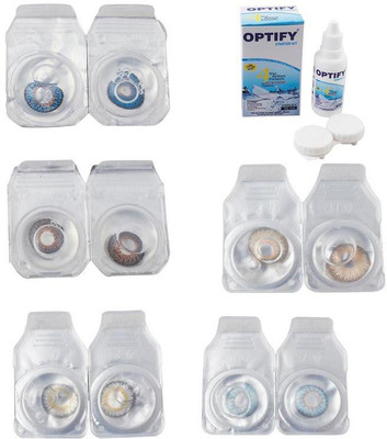 

Optify Combo Pack Monthly Color Contact Lens With Solution Monthly Contact Lens(0, Blue-Brown-Natural Grey-Hazel-Sea Blue, Pack of 5)