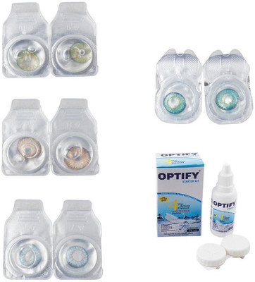 

Optify Combo Pack Monthly Color Contact Lens With Solution Monthly Contact Lens(0, Green-Hazel-Sea Blue-Green Turquoise, Pack of 4)