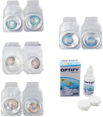 

Optify Combo Pack Monthly Color Contact Lens With Solution Monthly Contact Lens(0, Aqua-Grey-Hazel-Blue Topaz, Pack of 4)