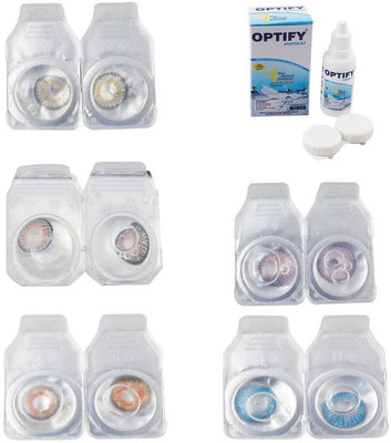 

Optify Combo Pack Monthly Color Contact Lens With Solution Monthly Contact Lens(0, Natural Grey-Grey-Honey-Violet-Blue Topaz, Pack of 5)