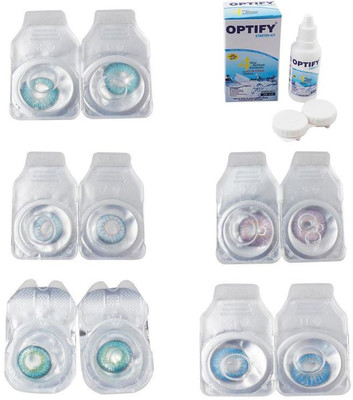 

Optify Combo Pack Monthly Color Contact Lens With Solution Monthly Contact Lens(0, Aqua-Sea Blue-Green Turquoise-Violet-Blue Topaz, Pack of 5)