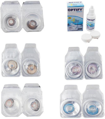 

Optify Combo Pack Monthly Color Contact Lens With Solution Monthly Contact Lens(0, Brown-Gold-Grey-Violet-Blue Topaz, Pack of 5)