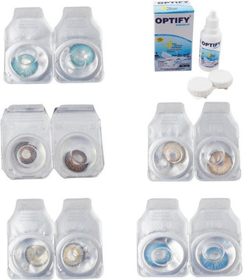 

Optify Combo Pack Monthly Color Contact Lens With Solution Monthly Contact Lens(0, Aqua-Brown-Natural Grey-Gold-Blue Topaz, Pack of 5)