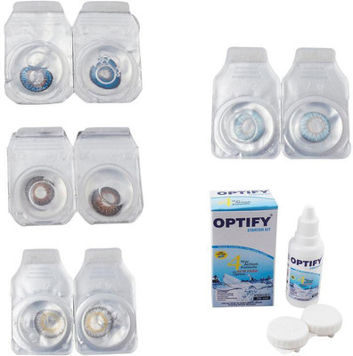 

Optify Combo Pack Monthly Color Contact Lens With Solution Monthly Contact Lens(0, Blue-Brown-Natural Grey-Sea Blue, Pack of 4)