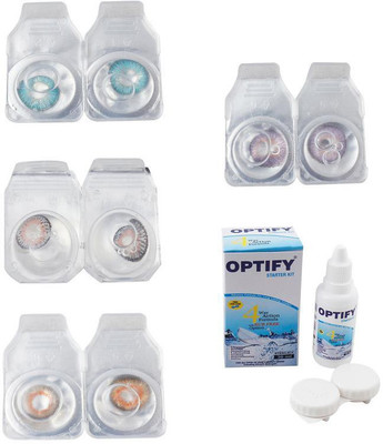 

Optify Combo Pack Monthly Color Contact Lens Monthly Contact Lens(0, Aqua-Grey-Honey-Violet, Pack of 4)
