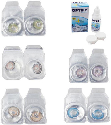 

Optify Combo Pack Monthly Color Contact Lens With Solution Monthly Contact Lens(0, Green-Grey-Hazel-Violet-Blue Topaz, Pack of 5)
