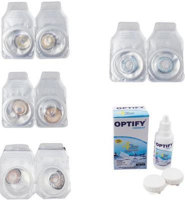

Optify Combo Pack Monthly Color Contact Lens With Solution Monthly Contact Lens(0, Natural Grey-Gold-Grey-Sea Blue, Pack of 4)