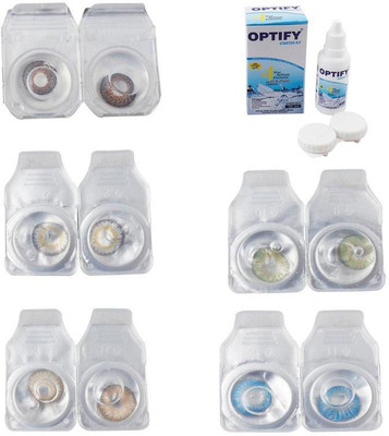 

Optify Combo Pack Monthly Color Contact Lens With Solution Monthly Contact Lens(0, Brown-Natural Grey-Gold-Green-Blue Topaz, Pack of 5)