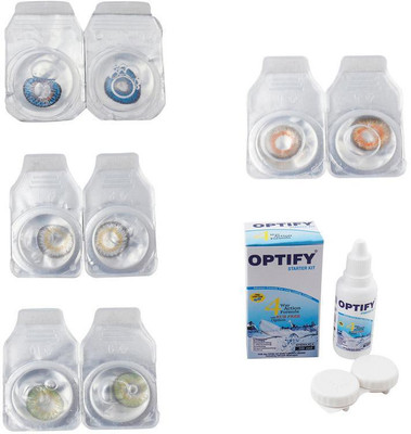 

Optify Combo Pack Monthly Color Contact Lens With Solution Monthly Contact Lens(0, Blue-Natural Grey-Green-Honey, Pack of 4)