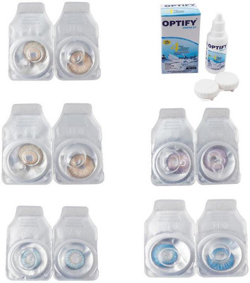 

Optify Combo Pack Monthly Color Contact Lens With Solution Monthly Contact Lens(0, Gold-Hazel-Sea Blue-Violet-Blue Topaz, Pack of 5)