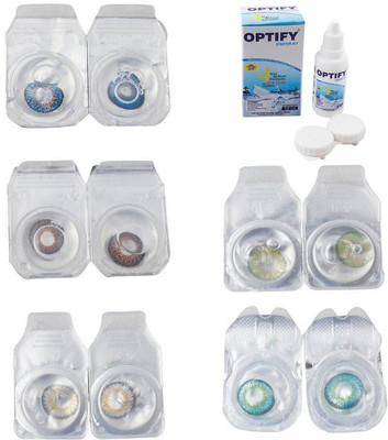 

Optify Combo Pack Monthly Color Contact Lens With Solution Monthly Contact Lens(0, Blue-Brown-Natural Grey-Green-Green Turquoise, Pack of 5)