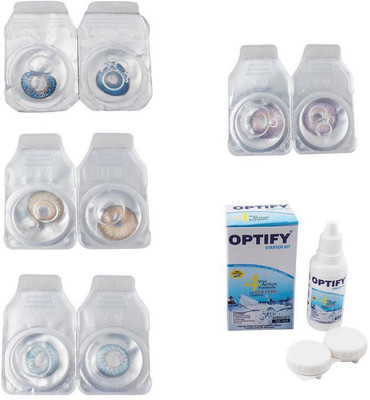 

Optify Combo Pack Monthly Color Contact Lens With Solution Monthly Contact Lens(0, Blue-Hazel-Sea Blue-Violet, Pack of 4)