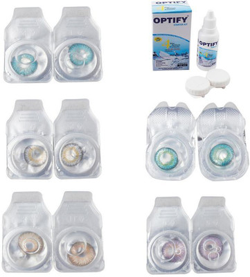 

Optify Combo Pack Monthly Color Contact Lens With Solution Monthly Contact Lens(0, Aqua-Natural Grey-Hazel-Green Turquoise-Violet, Pack of 5)