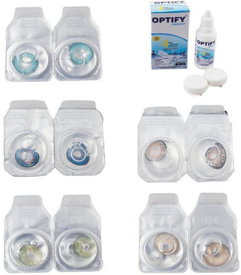 

Optify Combo Pack Monthly Color Contact Lens With Solution Monthly Contact Lens(0, Aqua-Blue-Green-Grey-Hazel, Pack of 5)