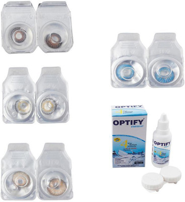 

Optify Combo Pack Monthly Color Contact Lens With Solution Monthly Contact Lens(0, Brown-Natural Grey-Hazel-Blue Topaz, Pack of 4)