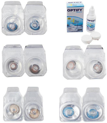 

Optify Combo Pack Monthly Color Contact Lens With Solution Monthly Contact Lens(0, Blue-Brown-Gold-Grey-Blue Topaz, Pack of 5)