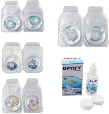 

Optify Combo Pack Monthly Color Contact Lens With Solution Monthly Contact Lens(0, Aqua-Blue-Gold-Sea Blue, Pack of 4)